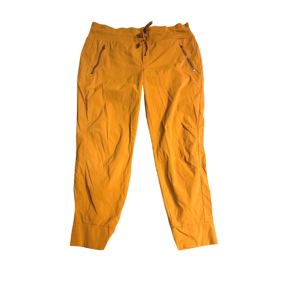 Athleta Trekkie North Jogger Womens 14P Orange Good Zipper Pockets Hiking Travel